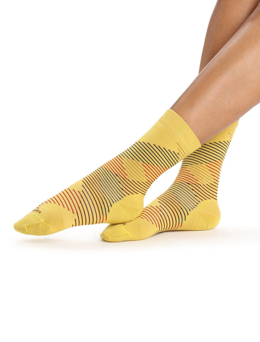 Silent Gold / Clove Icebreaker Merino Lifestyle Fine Gauge Crew Dashes Women\'s Socks | AU 1411OKIR